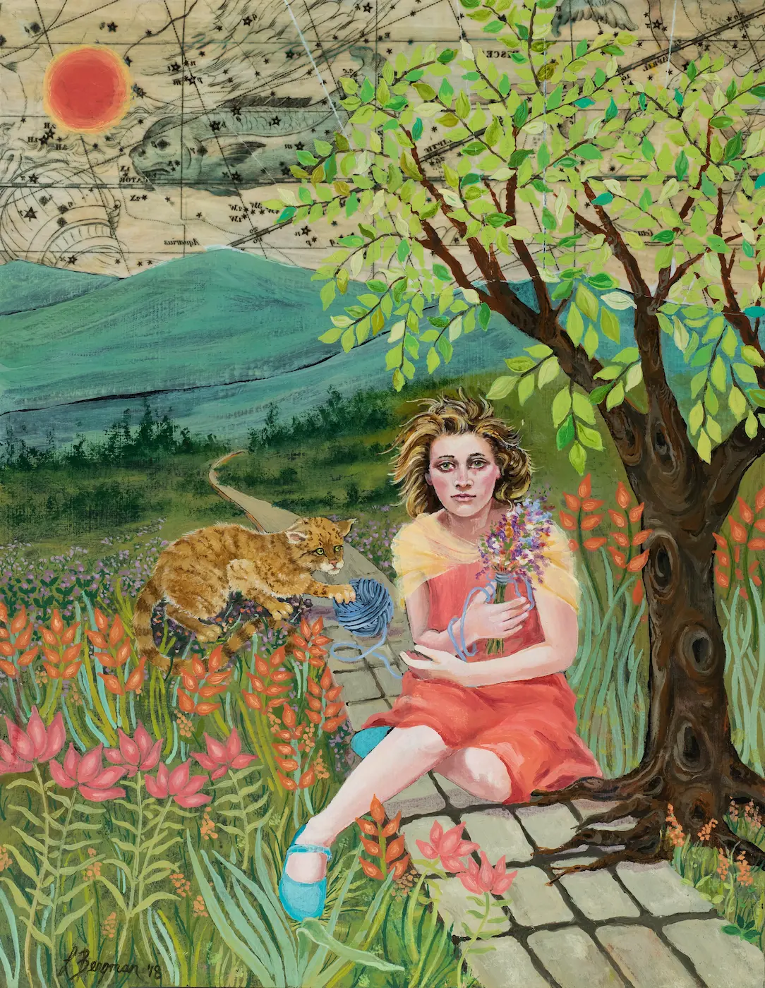 Painting: She Dreams of Flowers, 2018 by Lauren Bergman