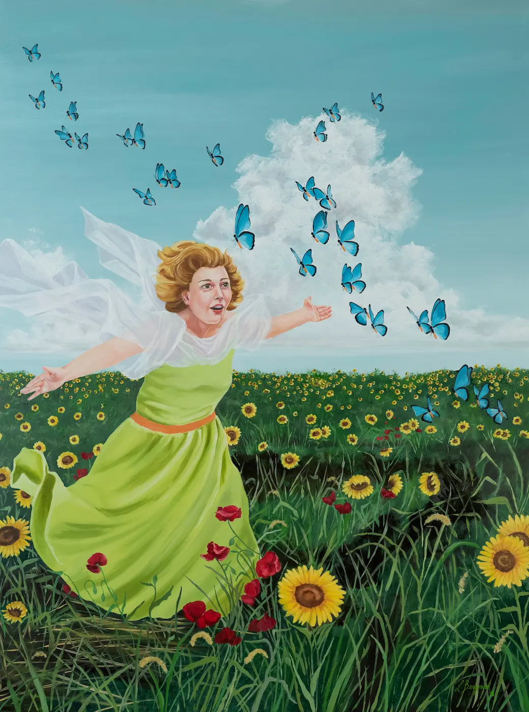 Painting: Sunflowers and Butterflies, 2018 by Lauren Bergman